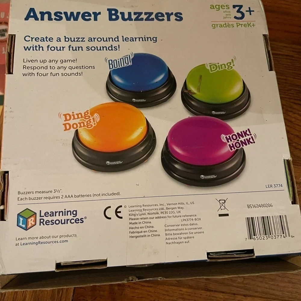 Learning Resources Answer Buzzers Set of 4 Assorted Colors Ages 3+ Pre-K